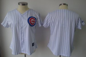 MLB Women Jerseys Chicago Cubs blank White[blue strip]