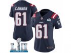 Women Nike New England Patriots #61 Marcus Cannon Limited Navy Blue Rush Vapor Untouchable Super Bowl LII NFL Jersey