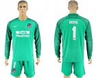 2017-18 Atletico Madrid 1 MOYA Green Long Sleeve Goalkeeper Soccer Jersey