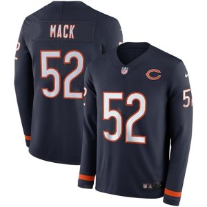 Nike Bears #52 Khalil Mack Navy Therma Long Sleeve Jersey