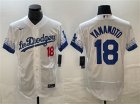 Men's Los Angeles Dodgers #18 Yoshinobu Yamamoto White City Connect Flex Base Stitched Baseball Jersey