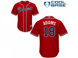 Youth Majestic Atlanta Braves #18 Matt Adams Authentic Red Alternate Cool Base MLB Jersey