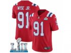 Men Nike New England Patriots #91 Deatrich Wise Jr Red Alternate Vapor Untouchable Limited Player Super Bowl LII NFL Jersey