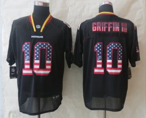 Nike Washington Red Skins #10 Griffin III Black Jerseys(USA Flag Fashion Elite)