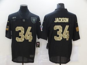 Nike Raiders #34 Bo Jackson Black Camo 2020 Salute To Service Limited Jersey