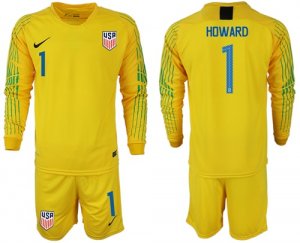 2018-19 USA 1 HOWARD Yellow Goalkeeper Long Sleeve Soccer Jersey