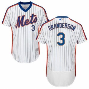 Mens Majestic New York Mets #3 Curtis Granderson White Royal Flexbase Authentic Collection MLB Jersey