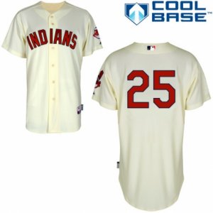 Men\'s Majestic Cleveland Indians #25 Jim Thome Authentic Cream Alternate 2 Cool Base MLB Jersey