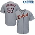 Men's Majestic Detroit Tigers #57 Francisco Rodriguez Replica Grey Road Cool Base MLB Jersey