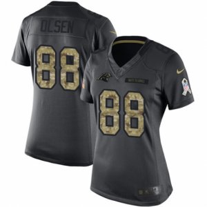 Womens Nike Carolina Panthers #88 Greg Olsen Limited Black 2016 Salute to Service NFL Jersey