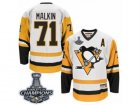 Mens CCM Pittsburgh Penguins #71 Evgeni Malkin Premier White Throwback 2017 Stanley Cup Champions NHL Jersey