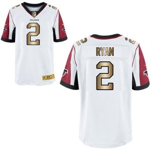 Nike Falcons # 2 Matt Ryan White Gold Elite Jersey