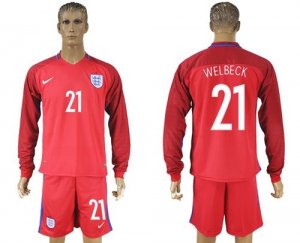 England #21 Welbeck Away Long Sleeves Soccer Country Jersey