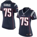 Women's Nike New England Patriots #75 Ted Karras Limited Navy Blue Team Color NFL Jersey
