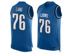 Mens Nike Detroit Lions #76 T.J. Lang Limited Light Blue Player Name & Number Tank Top NFL Jersey