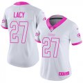 Womens Nike Green Bay Packers #27 Eddie Lacy White Pink Stitched NFL Limited Rush Fashion Jersey