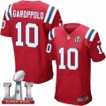 Mens Nike New England Patriots #10 Jimmy Garoppolo Elite Red Alternate Super Bowl LI 51 NFL Jersey
