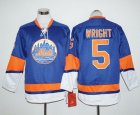 New York Mets #5 David Wright Blue Long Sleeve Stitched Baseball Jersey