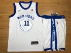 Warriors #11 Klay Thompson White Fashion Current Player Hardwood Classics Nike Authentic Jersey(With Shorts)