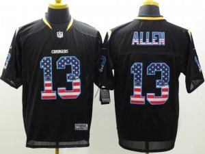 Nike San Diego Chargers #13 Keenan Allen Black Jerseys(USA Flag Fashion Elite)