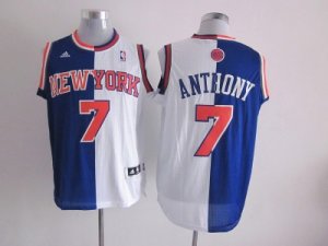 NBA New York Knicks #7 Carmelo Anthony white-Blue Split Jerseys