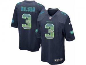 Mens Nike Seattle Seahawks #3 Russell Wilson Limited Navy Blue Strobe NFL Jersey