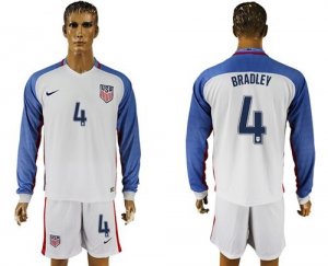 USA #4 Bradley Home Long Sleeves Soccer Country Jersey