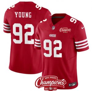 Men\'s San Francisco 49ers #92 Chase Young Red 2023 F.U.S.E. NFC West Champions Football Stitched Jersey