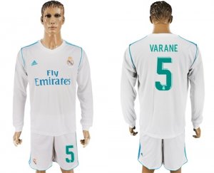 2017-18 Real Madrid 5 VARANE Home Long Sleeve Soccer Jersey