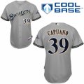 Men's Majestic Milwaukee Brewers #39 Chris Capuano Authentic Grey Road Cool Base MLB Jersey