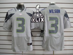 2015 Super Bowl XLIX Nike NFL Seattle Seahawks #3 Wilson Grey Jerseys(Elite)