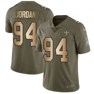 Nike Saints #94 Cameron Jordan Olive Gold Salute To Service Limited Jersey