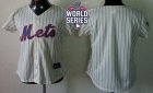 Women New York Mets Blank Cream(Blue Strip) W 2015 World Series Patch Fashion Stitched MLB Jersey