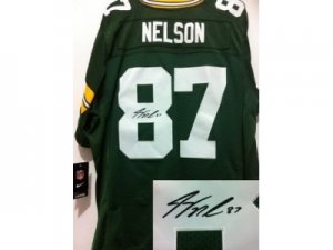 Nike Green Bay Packers #87 Jordy Nelson Green Jerseys(Signed Elite)