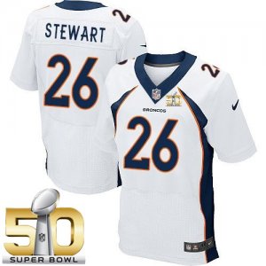 Nike Denver Broncos #26 Darian Stewart White Super Bowl 50 Men Stitched NFL New Elite Jersey