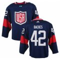 Youth Adidas Team USA #42 David Backes Authentic Navy Blue Away 2016 World Cup Ice Hockey Jersey