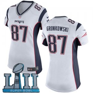 s Nike New England Patriots #87 Rob Gronkowski White Wo 2018 Super Bowl LII Game Jersey