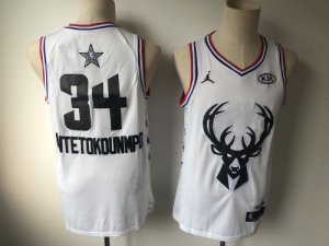 Bucks #34 Giannis Antetokounmpo White 2019 NBA All-Star Game Jordan Brand Swingman Jersey