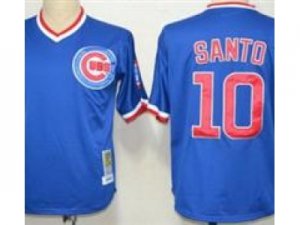 MLB Chicago Cubs #10 Ron Santo Blue Jerseys(Throwback M&N)