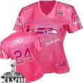Nike Seattle Seahawks #24 Marshawn Lynch Pink Super Bowl XLVIII Women Fem Fan NFL Game Jersey
