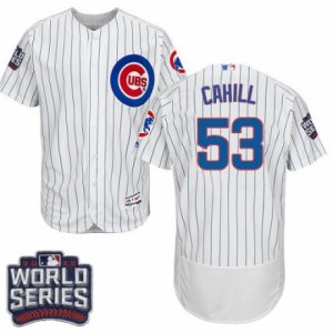 Men\'s Majestic Chicago Cubs #53 Trevor Cahill White 2016 World Series Bound Flexbase Authentic Collection MLB Jersey