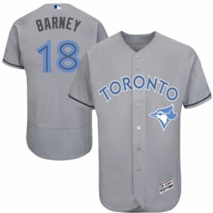 Mens Majestic Toronto Blue Jays #18 Darwin Barney Authentic Gray 2016 Fathers Day Fashion Flex Base MLB Jersey