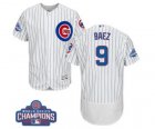 Mens Majestic Chicago Cubs #9 Javier Baez White 2016 World Series Champions Flexbase Authentic Collection MLB Jersey