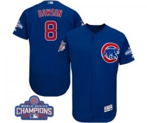 Mens Majestic Chicago Cubs #8 Andre Dawson Royal Blue 2016 World Series Champions Flexbase Authentic Collection MLB Jersey