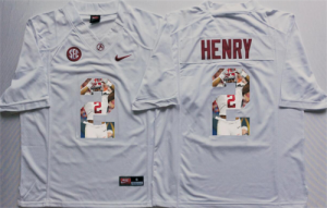 Alabama Crimson Tide 2 Derrick Henry White Portrait Number College Jersey2