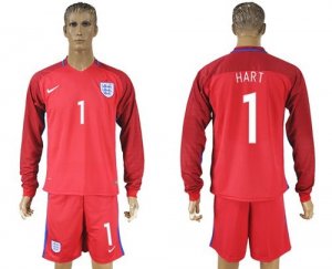 England #1 Hart Away Long Sleeves Soccer Country Jersey