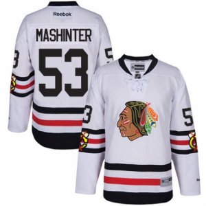 Mens Reebok Chicago Blackhawks #53 Brandon Mashinter Authentic White 2017 Winter Classic NHL Jersey