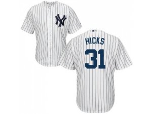 Youth New York Yankees #31 Aaron Hicks White Cool Base Stitched MLB Jersey