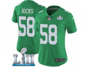 Women Nike Philadelphia Eagles #58 Jordan Hicks Limited Green Rush Vapor Untouchable Super Bowl LII NFL Jersey