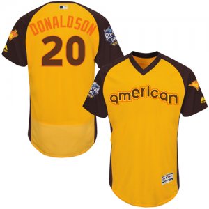 Mens Majestic Toronto Blue Jays #20 Josh Donaldson Yellow 2016 All-Star American League BP Authentic Collection Flex Base MLB Jersey